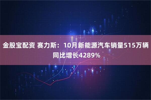 金股宝配资 赛力斯：10月新能源汽车销量515万辆 同比增长4289%